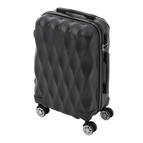 Living And Home 20 Inch Wavy Texture Hard Shell Travel Suitcase, Black