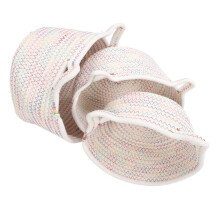 Set van 3 katoenen touwmanden – klein/middelgroot/groot, wit, 18x10 cm tot 24x14 cm
