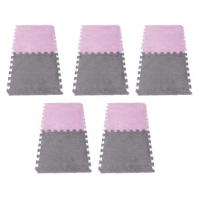 Plyschskummatta i sammanfogande material, 5 st, 31x30 cm, halkfri, grå och lila