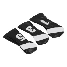 Set di 3 coprimazze da golf in pelle PU impermeabile per legni, nero