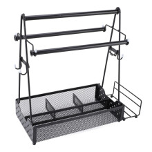 Porte-condiments en métal pour barbecue avec organiseur pour essuie-tout et serviettes en papier, 380