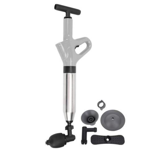 Kit de débouchage WC à ventouse haute pression avec têtes interchangeables, gris 2