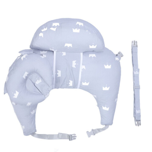 Almohada de lactancia de algodón suave ajustable gris para mamá y bebé 1
