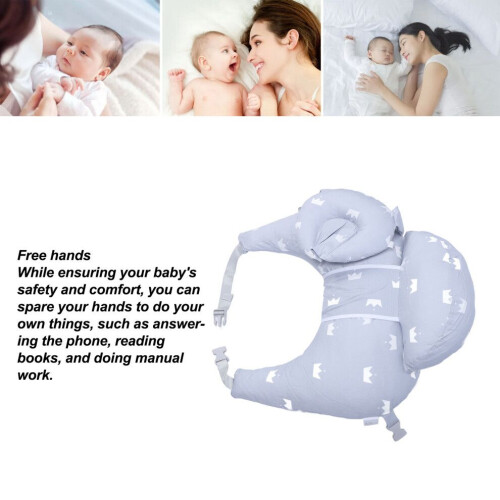 Almohada de lactancia de algodón suave ajustable gris para mamá y bebé 2