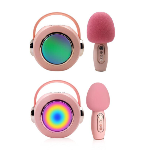 Microfono karaoke wireless per bambini, altoparlante rosa, 2 pezzi, portatile, Bluetooth 2
