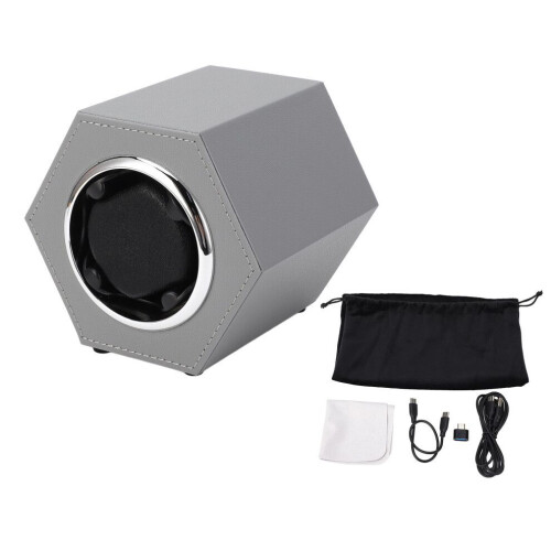 Hex Shaped Automatic Watch Winder Box, 2 Modes, Light Grey 2