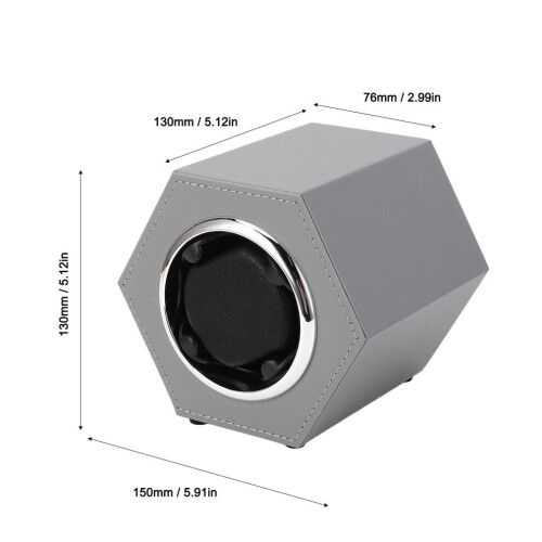 Hex Shaped Automatic Watch Winder Box, 2 Modes, Light Grey 1