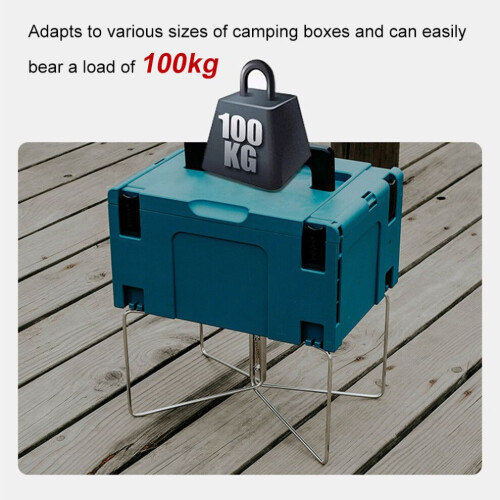 Rostfritt stål utomhus campingboxställ vikbar design stöder 100 kg 1