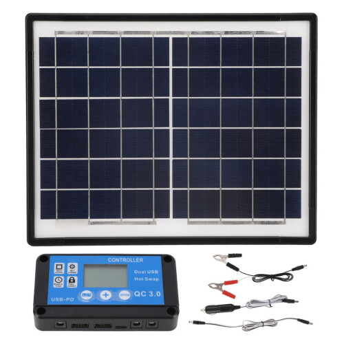 Caricabatterie solare da 50 W con controller per auto e telefono, 35 x 28 cm 2