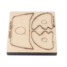 Juego de troqueles para parches de cuero en las mejillas - Acero aleado y abedul, 22 x 18,5 cm