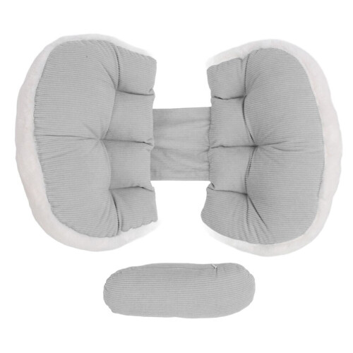 Adjustable U-Shaped Pregnancy Pillow - Gray, Soft Breathable Polyester Cotton 1