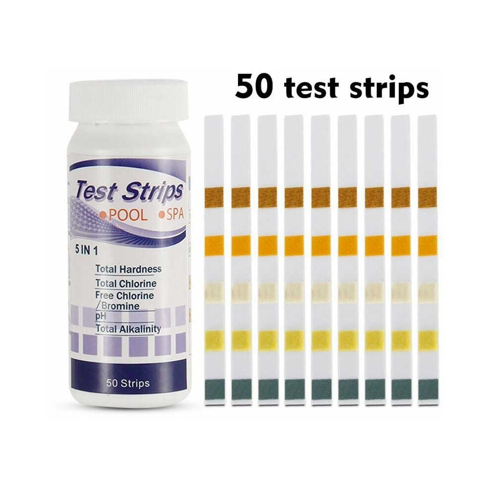 Pool Test Strips For Ph, Total Hardness, Free Chlorine, Quick And Easy 50Pcs Water Chemical Testing Kit For Swimming Pools, Spas, Hot Tubs 9155353286098