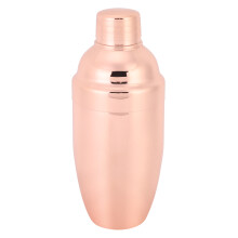 Den ultimative drinkmixer: Ergonomisk designet shaker i rosaguld i rustfrit stål med indbygget si for jævn hældning, udsøgt håndværk C