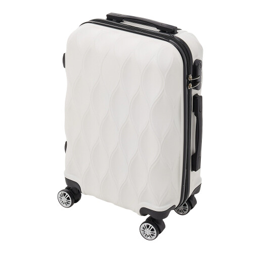 Living And Home 20 Inch Wavy Texture Hard Shell Travel Suitcase, White