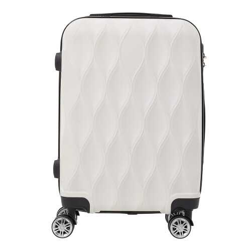 Living And Home 20 Inch Wavy Texture Hard Shell Travel Suitcase, White 1