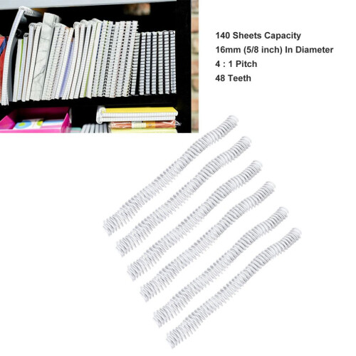100PCS White PVC Spiral Binding Coils 16mm 48 Teeth for A4 Sheets 2