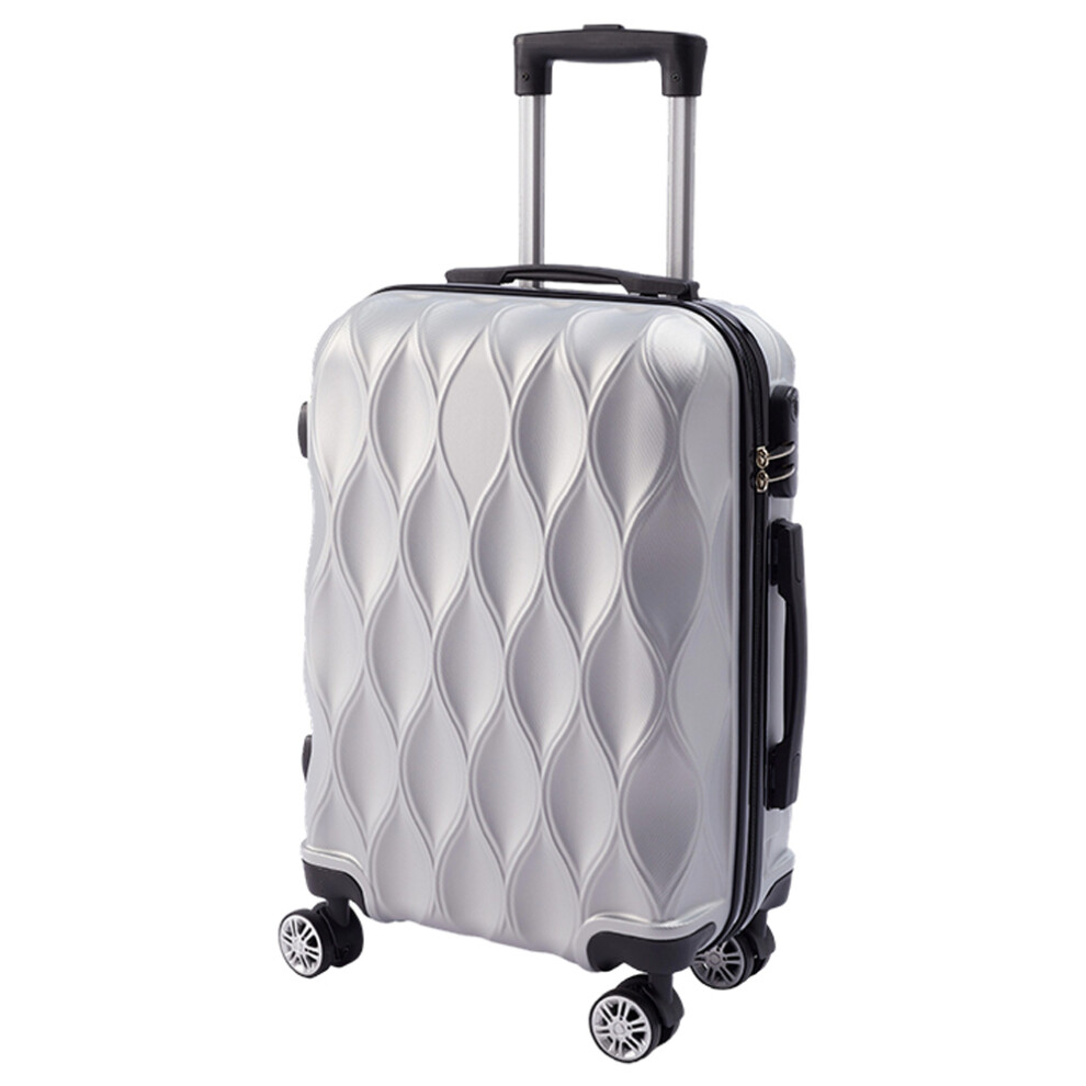 20 Inch Wavy Texture Hard Shell Travel Suitcase, Silver-image-OPC-PNGJ5ZH-NEW