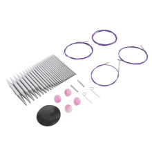 Ergonomiskt set med rundstickor: 3‑10 mm med kablar 40‑100 cm