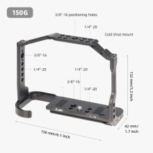 Aluminum Camera Cage for Nikon Z8 – Lightweight 156x42x132mm Black