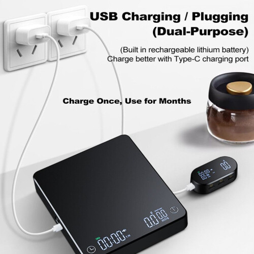 Bilancia per caffè espresso a LED 5 kg/0,1 g con display wireless e USB 1