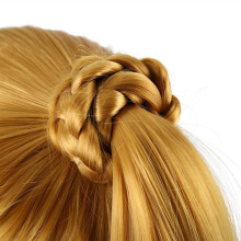 Testa di manichino in fibra sintetica, testa da parrucchiere, testa da bambola per cosmetologia, bionda