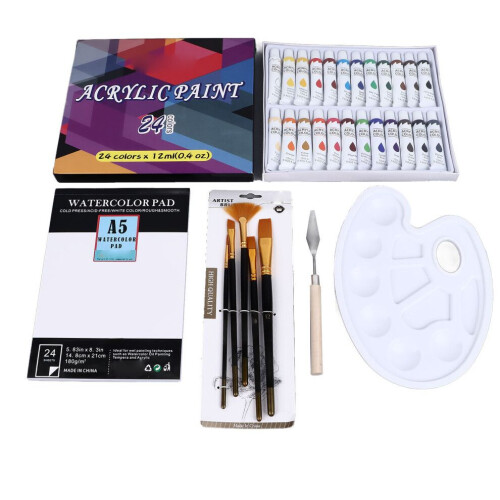 32-teiliges Aquarellfarben-Set, 24 Acrylfarben 1