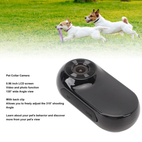 Pet Collar Camera 1080P 32GB Adjustable Angle Wireless Dog Tracker Black 2