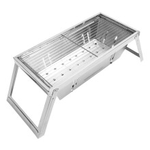 Barbecue Ă charbon de bois pliable et portable en acier inoxydable 42 x 21,5 x 17 cm