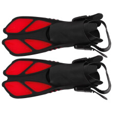 Pinne da nuoto rosse regolabili, lunghe 40 cm, in TPR con tallone aperto
