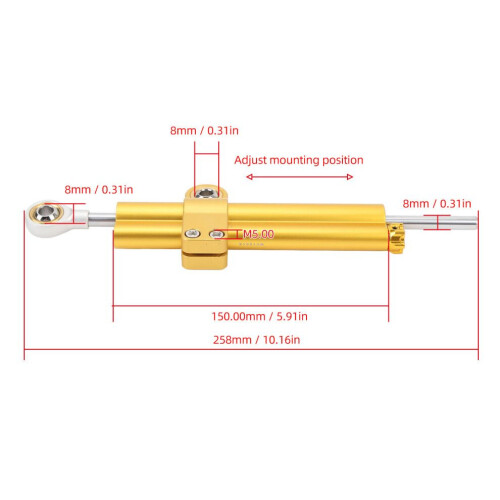 Universal Gold Motorcycle Steering Damper Stabilizer 258mm 1