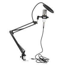 USB-Kondensatormikrofon-Set mit flexiblem Arm, Weiß/Silber