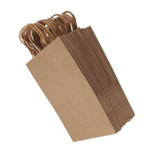 50 pezzi di sacchetti regalo in carta kraft 21x11x27 cm con manici, motivo bovini gialli