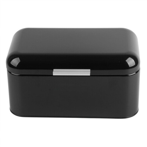Black Metal Bread Bin with Glossy Surface and Large Storage Capacity 1