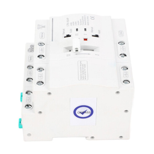 Double Power ATS 4P 63A Auto Transfer Switch, 35mm DIN Rail