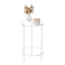 Clear Acrylic 2 Tier Round Nightstand, 50x30cm Small Modern End Table