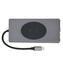 Estación de acoplamiento USB C 13 en 1, adaptador multipuerto 4K HD, color gris