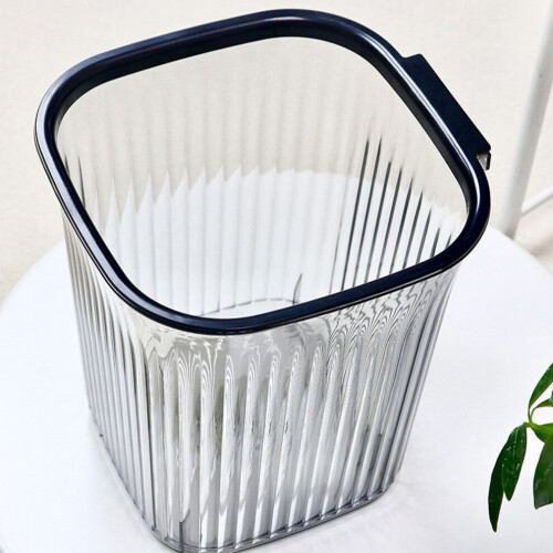 Large Transparent Black Plastic Trash Can, Square 3L Capacity 2