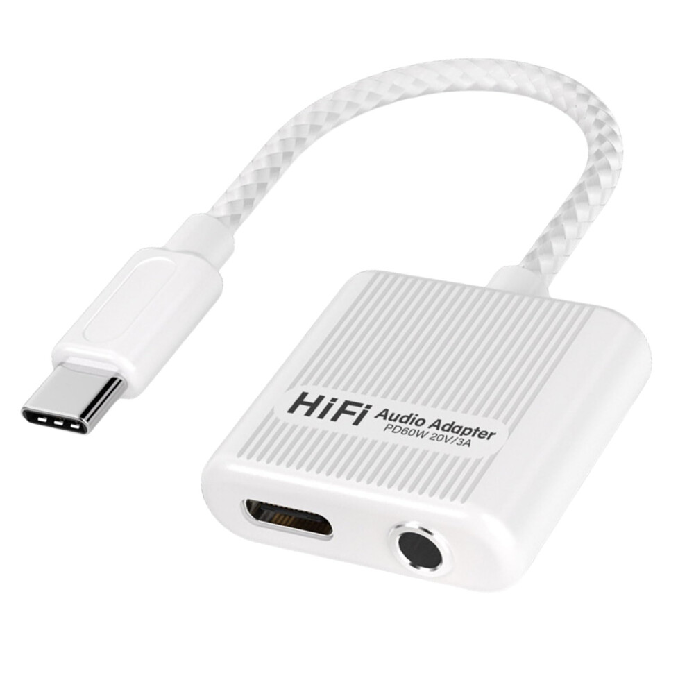 Usb C To 3.5Mm Headphone And Charging Adapter With Decoding Pd60w Fast Charging For Smartphones And Tablets 9339159574027
