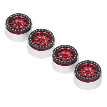 4 llantas de aluminio de 1,9 pulgadas con bloqueo de cuentas para RC Crawler 1/10, color rojo