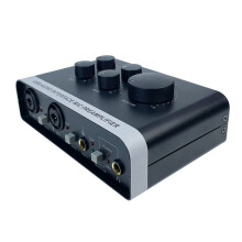 USB-geluidsinterfacekaart met 48V fantoomvoeding, mixer en microfoonvoorversterker (zwart)