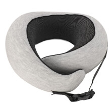Almohada de viaje para el cuello en forma de U, gris, de doble soporte, de espuma viscoelástica con