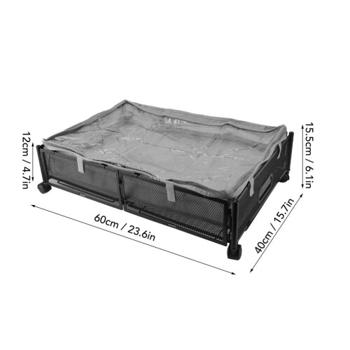 Large Under Bed Storage Container with Wheels 40x60x15.5cm Black 1