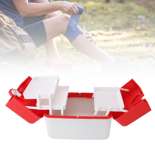 Medicine Storage Box Emergency Kit Container, Red, 31.5x21.5x22cm