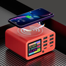320W USB-laadstation met 8 poorten, 15W draadloos, 94x88x54mm