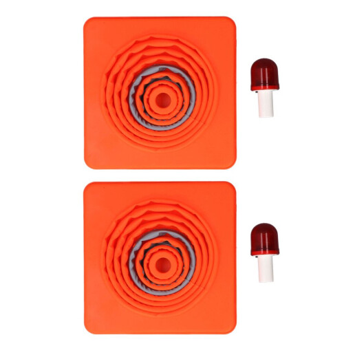 2PCS 45CM Foldable Traffic Cones with Reflective Collar & Warning Lights 2