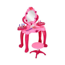 Kaptafel voor kinderen met spiegel, licht, muziek en 15 accessoires, roze, kindvriendelijk, hout.