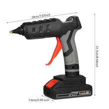 Pistola de pegamento termofusible inalámbrica de 21 V y 60 W, 10 varillas, portátil, para bricolaje