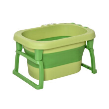 Tragbare Babybadewanne mit faltbarem Design und abnehmbarem Hocker, grün, komfortabel und kompakt für