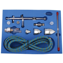 Spuitpistool/airbrush met sproeiers van 0,3 mm, 0,2 mm en 0,5 mm, 2 cc.