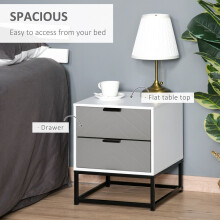 Bedside Cabinet with 2 Drawers Unique Shape Nightstand with Metal Base Storage Unit for Bedroom Living